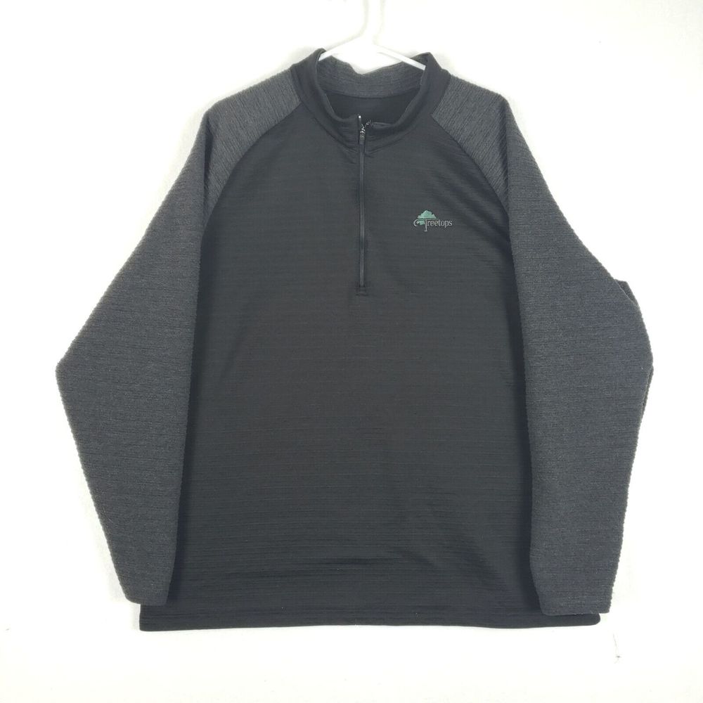 Antigua Pullover Mens 2XL Black 1/4 Zip Long Sleeve Golf Outdoors Treetops Golf